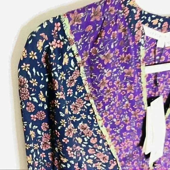 NEW Veronica Beard Betta Blouse Floral Bohemian Purple Quiet Luxury Garden Party - Picture 6 of 8